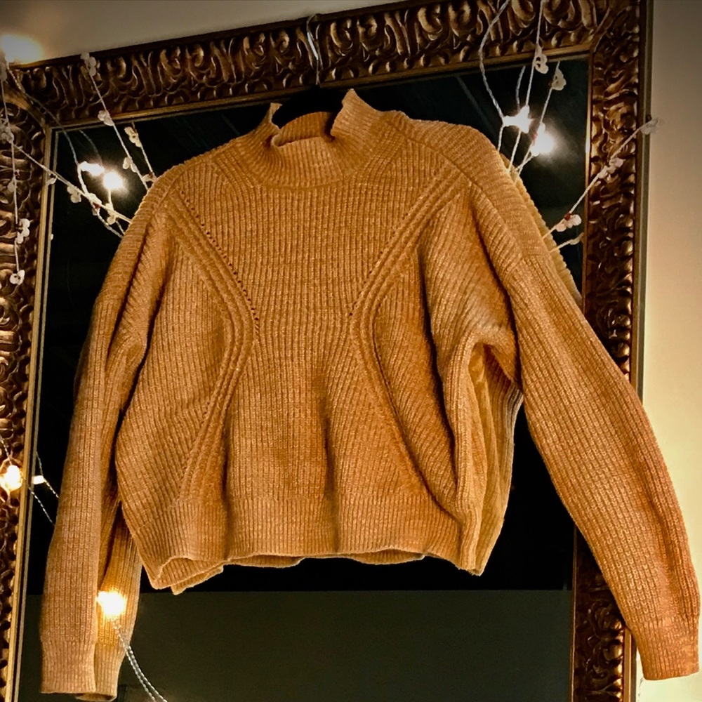 Mustard knit mock neck sweater